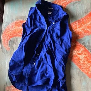 Button down sleeveless top royal blue!